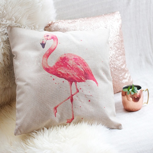 Наволочка на подушку с фламинго