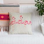 Наволочка на подушку с тремя фламинго