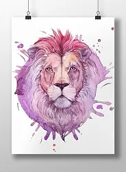 Постер "Акварельный лев"