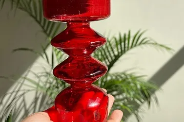 Подсвечник - ваза FIONA из красного стекла