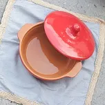 Сковорода из красной глины с крышкой 