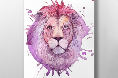 Постер "Акварельный лев"
